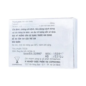 Thuốc Tadalafil 20mg Cophavina điều trị rối loạn cương dương (1 vỉ x 4 viên)
