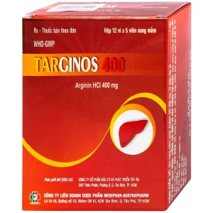 Thuốc Targinos 400 Mebiphar điều trị duy trì tăng amoniac máu (12 vỉ x 5 viên)