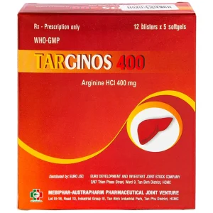 Thuốc Targinos 400 Mebiphar điều trị duy trì tăng amoniac máu (12 vỉ x 5 viên)