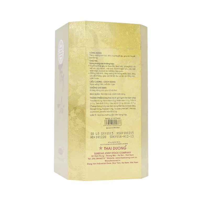 Thuốc Tây Thi Thái Dương điều trị huyết áp thấp, chống mệt mỏi (30 gói x 5g)