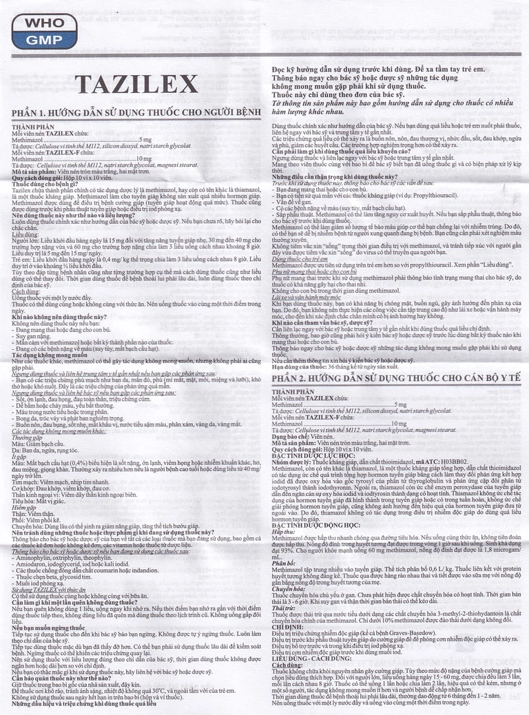 Thuốc Tazilex Davipharm điều trị trước khi phẫu thuật tuyến giáp (10 vỉ x 10 viên)