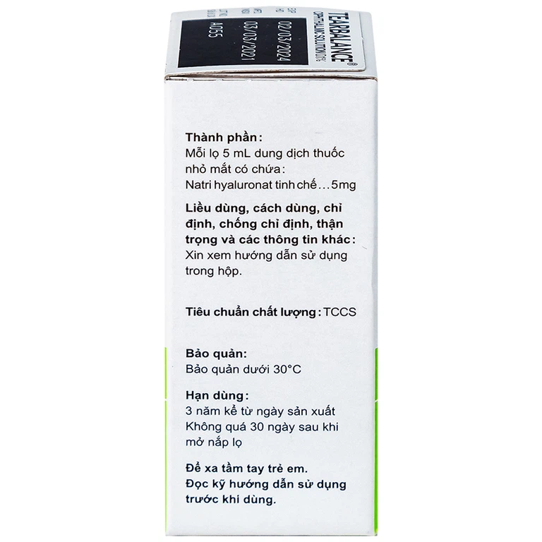 Dung dịch thuốc nhỏ mắt Tearbalance 0.1% điều trị tổn thương biểu mô kết - giác mạc (5ml)