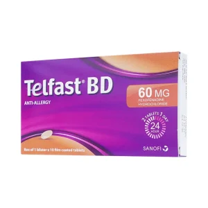 Thuốc Telfast BD 60mg Sanofi điều trị viêm mũi dị ứng, mày đay (1 vỉ x 10 viên)