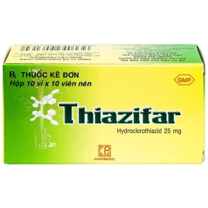 Thuốc Thiazifar Pharmedic điều trị suy tim, tăng huyết áp (10 vỉ x 10 viên)