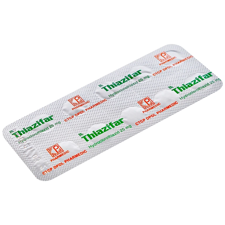 Thuốc Thiazifar Pharmedic điều trị suy tim, tăng huyết áp (10 vỉ x 10 viên)