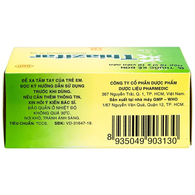 Thuốc Thiazifar Pharmedic điều trị suy tim, tăng huyết áp (10 vỉ x 10 viên)