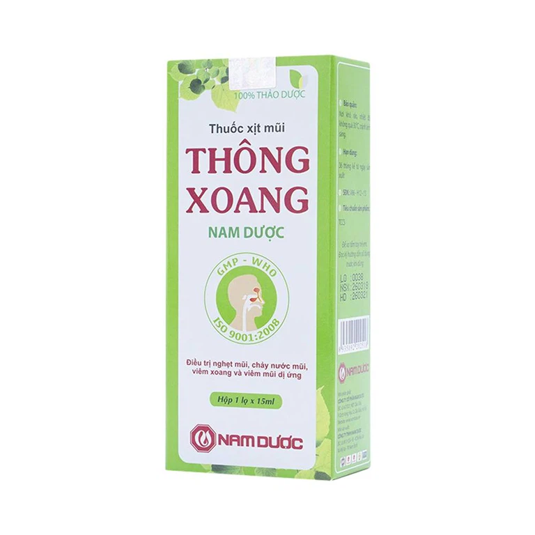 Thuốc xịt mũi Thông Xoang Nam Dược điều trị nghẹt mũi, chảy nước mũi (15ml)