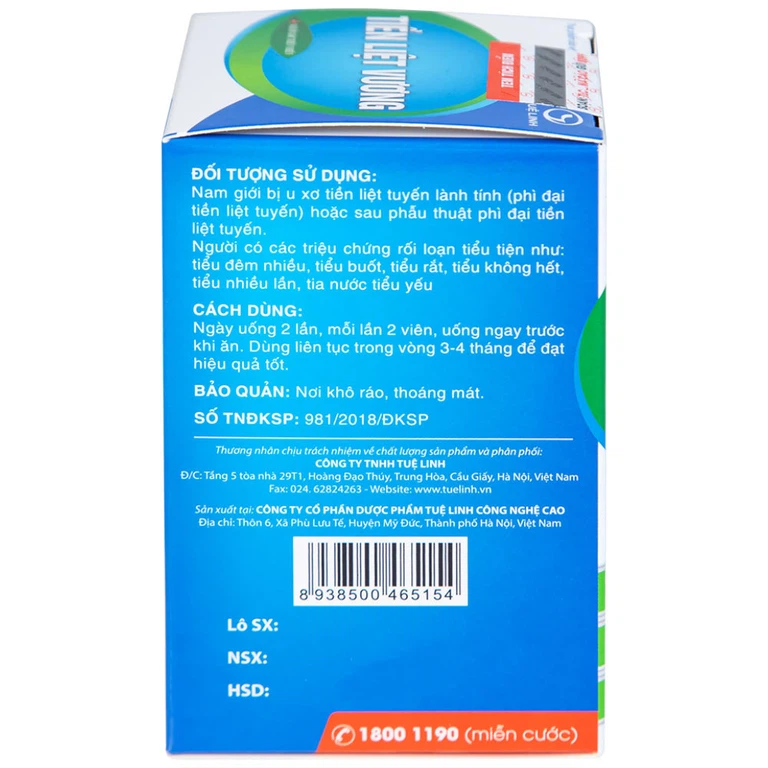 Viên uống Tiền Liệt Vương Tuệ Linh giúp hạn chế phát triển phì đại tiền liệt tuyến (60 viên)