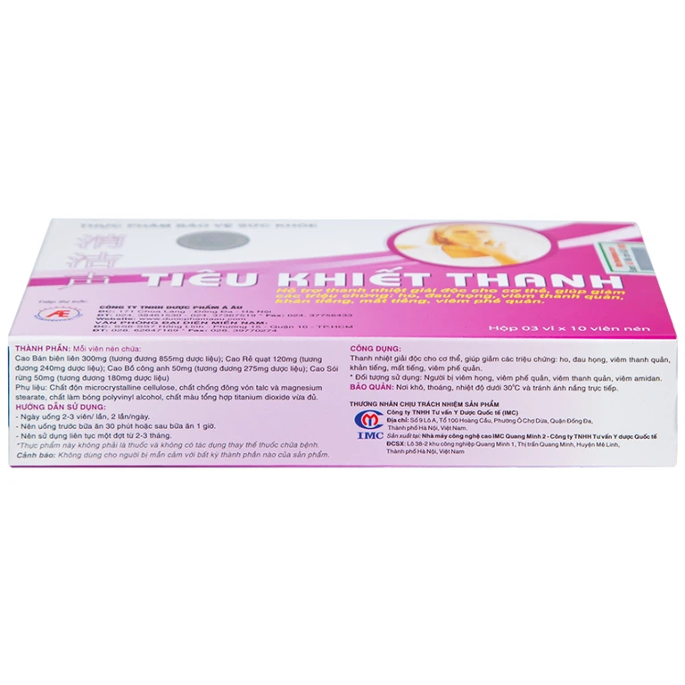 Viên uống Tiêu Khiết Thanh Á Âu hỗ trợ thanh nhiệt giải độc cho cơ thể (3 vỉ x 10 viên)