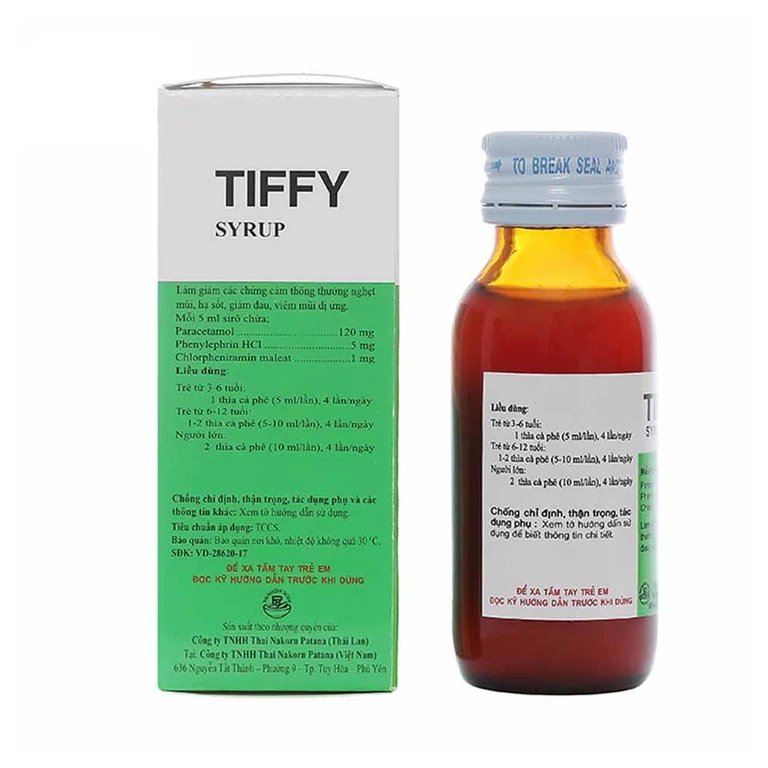 Siro Tiffy Thai Nakorn Patana điều trị nghẹt mũi, hạ sốt (30ml)