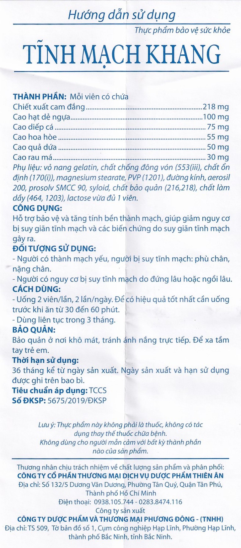 Viên uống Tĩnh Mạch Khang Phương Đông giúp tăng tính bền vững của thành mạch máu (3 vỉ x 10 viên)