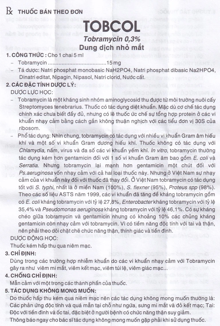 Thuốc nhỏ mắt Tobcol Dược 3-2 điều trị viêm mi mắt, viêm kết mạc (5ml)