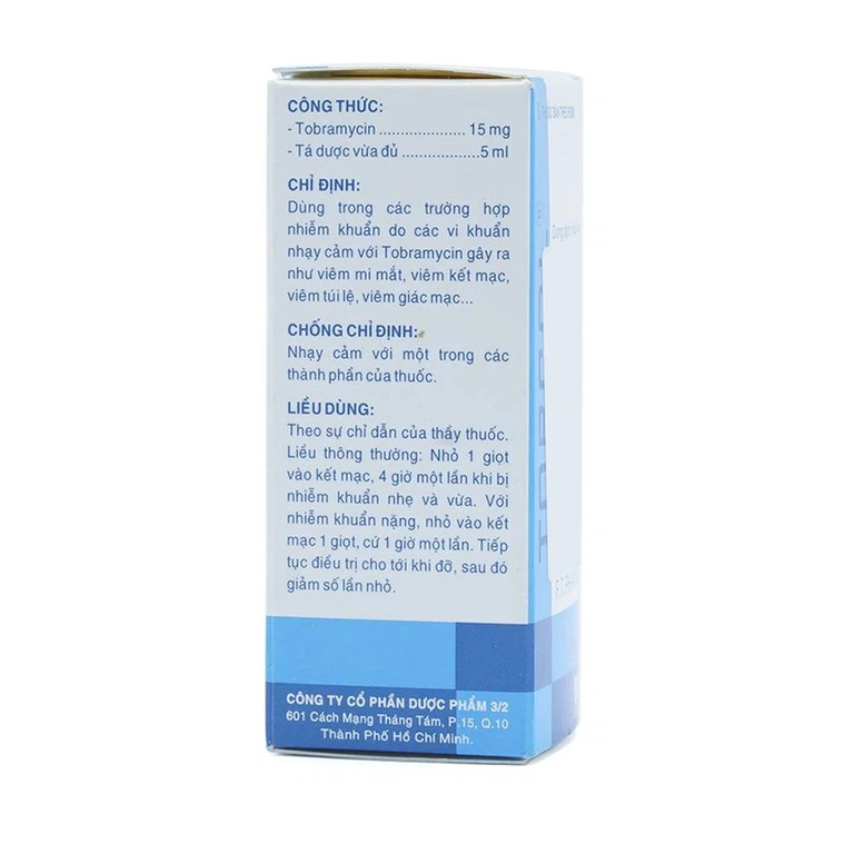 Thuốc nhỏ mắt Tobcol Dược 3-2 điều trị viêm mi mắt, viêm kết mạc (5ml)