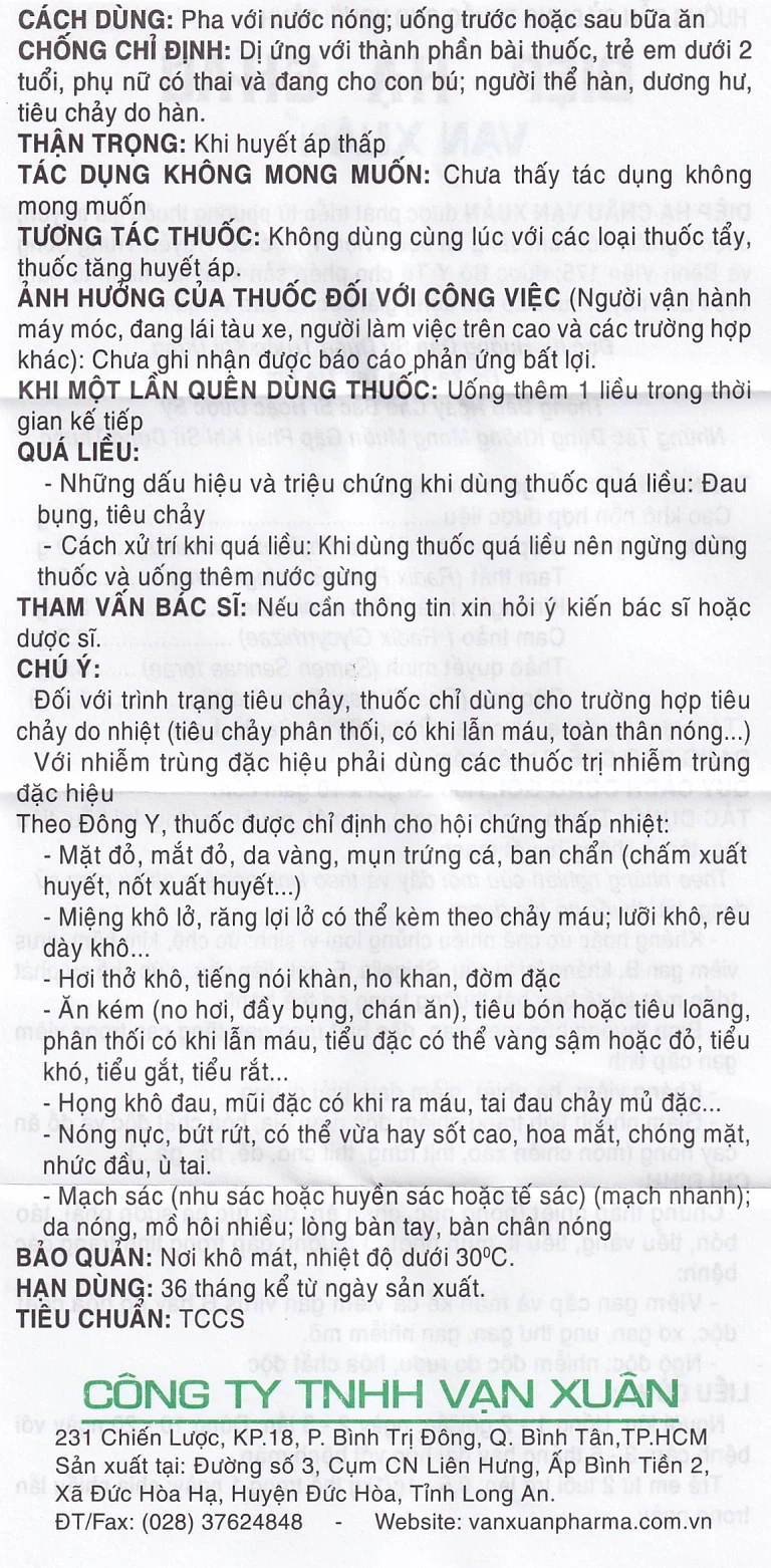 Thuốc cốm Diệp Hạ Châu Vạn Xuân mát gan, giải rượu, trừ mụn độc (20 gói)