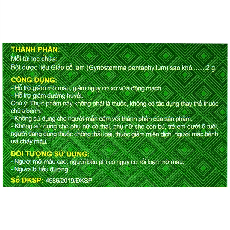 Trà túi lọc Giảo Cổ Lam Tuệ Linh (2g x 25 túi)