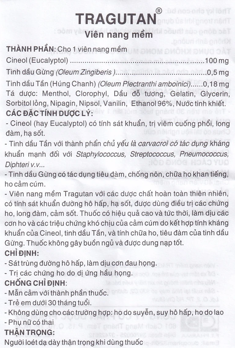 Thuốc Tragutan Dược 3/2 sát trùng đường hô hấp, dịu cơn đau họng (10 vỉ x 10 viên)