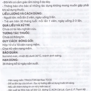 Thuốc Tragutan Dược 3/2 sát trùng đường hô hấp, dịu cơn đau họng (10 vỉ x 10 viên)