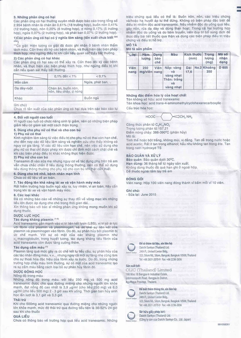 Thuốc Transamin Olic điều trị bệnh bạch cầu, thiếu máu bất sản (10 vỉ x 10 viên)