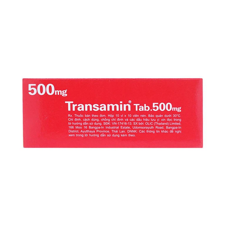 Thuốc Transamin Tab.500mg Daiichi điều trị bệnh bạch huyết, thiếu máu không tái tạo (10 vỉ x 10 viên)