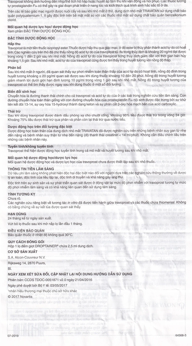 Thuốc nhỏ mắt Travatan Novartis làm giãn nhãn áp (2,5ml)