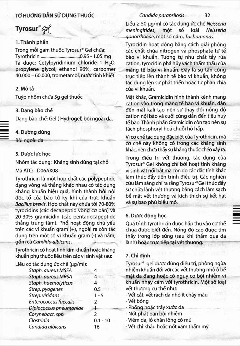 Gel bôi ngoài da Tyrosur Engelhard điều trị và phòng ngừa nhiễm khuẩn (5g)