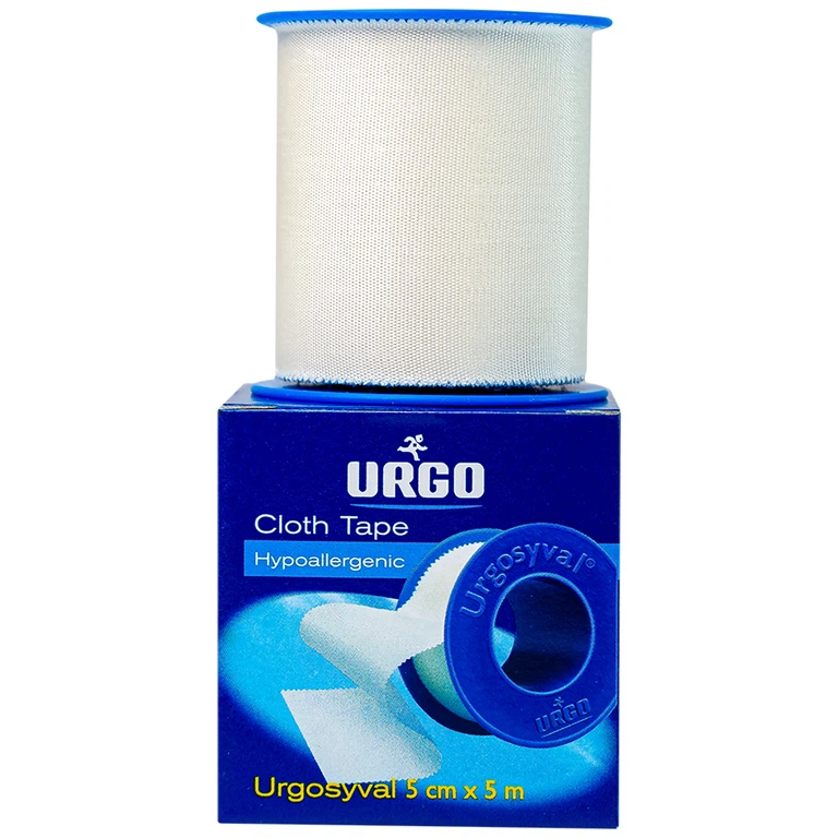 Băng keo lụa Urgosyval size 5cm x 5m băng các vết thương trong phẫu thuật, cố định thiết bị y tế
