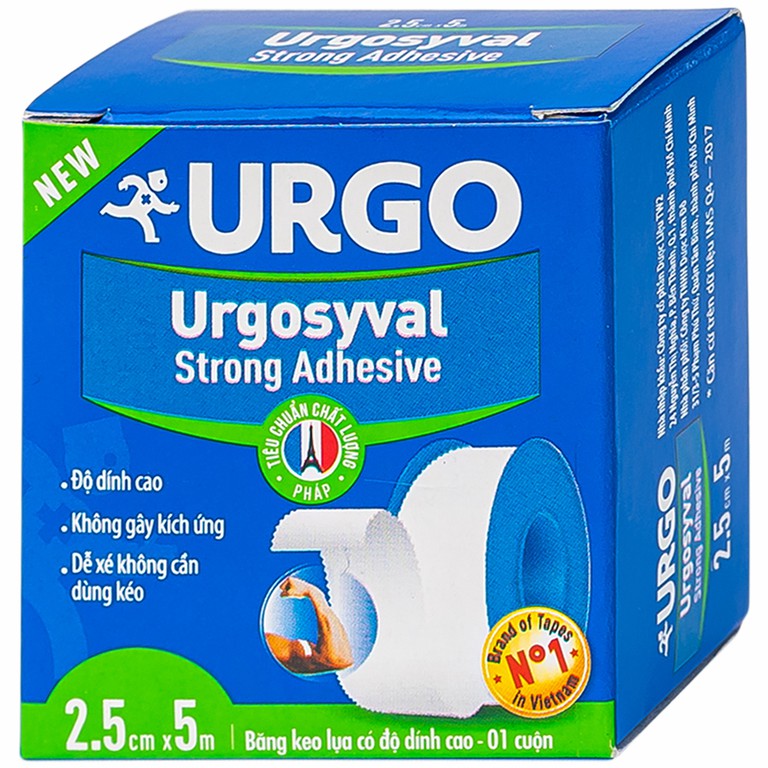 Băng keo lụa có độ dính cao Urgosyval Strong Adhessive size 2.5cm x 5m cố định băng gạc (1 cuộn)