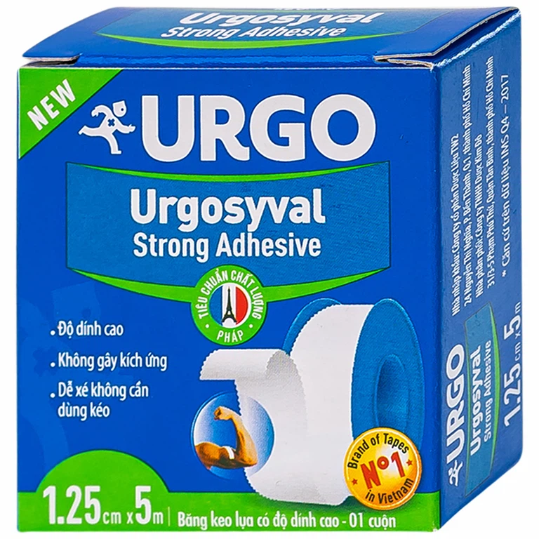 Băng keo lụa có độ dính cao Urgosyval Strong Adhessive size 1.25cm x 5m cố định băng gạc (1 cuộn)