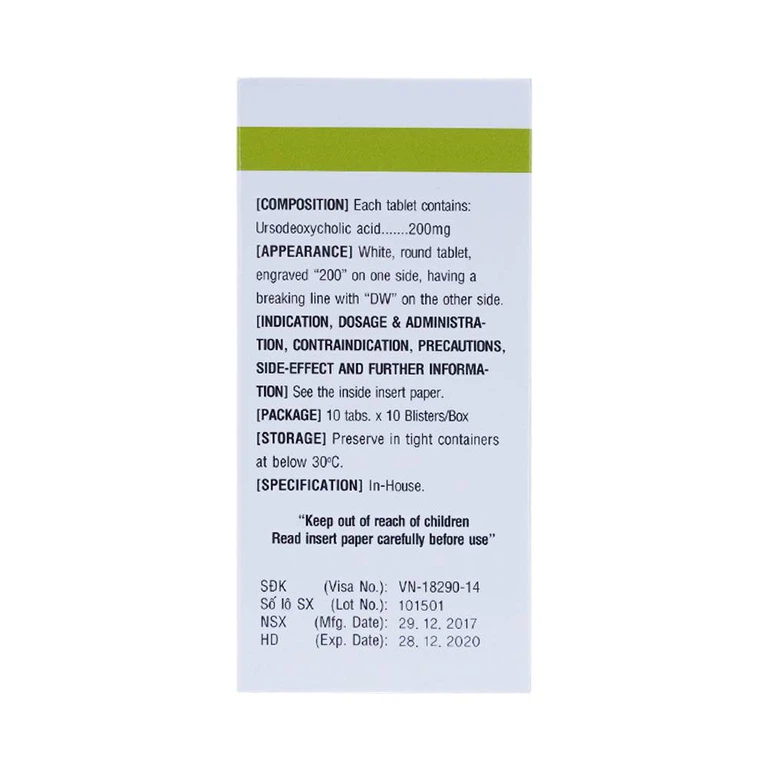 Thuốc Uruso Tab. 200mg Daewoong điều trị sỏi mật (10 vỉ x 10 viên)
