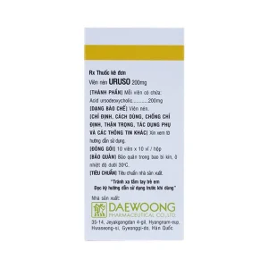 Thuốc Uruso Tab. 200mg Daewoong điều trị sỏi mật (10 vỉ x 10 viên)