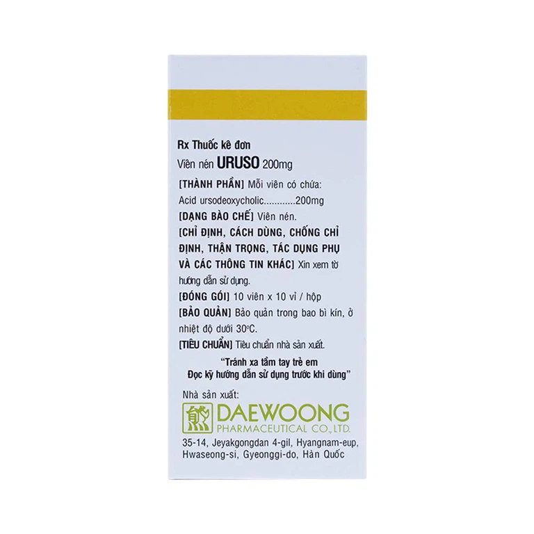 Thuốc Uruso Tab. 200mg Daewoong điều trị sỏi mật (10 vỉ x 10 viên)