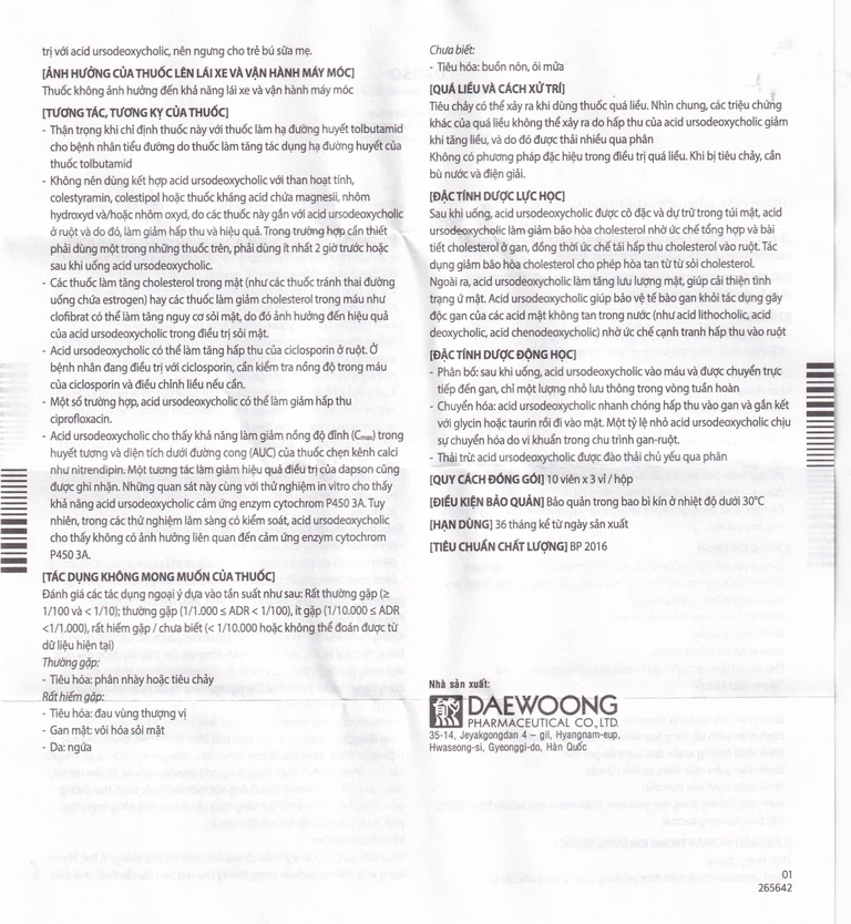 Thuốc Uruso Tab 300mg Daewoong điều trị sỏi mật (3 vỉ x 10 viên)