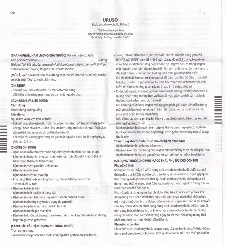 Thuốc Uruso Tab 300mg Daewoong điều trị sỏi mật (3 vỉ x 10 viên)
