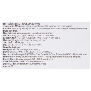 Thuốc Utrogestan 200mg Besins bổ sung nội tiết tố trong bệnh lý sản phụ khoa (15 viên)