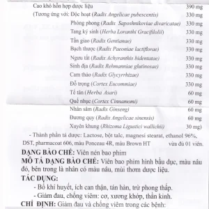 Thuốc V.phonte Vạn Xuân chữa trị phong thấp (40 viên)