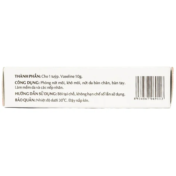 Kem Vaseline Pure OPC phòng nứt môi, khô môi, nứt da bàn chân, bàn tay (10g)