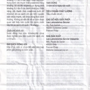 Thuốc Vastarel MR Servier điều trị đau thắt ngực (2 vỉ x 30 viên)