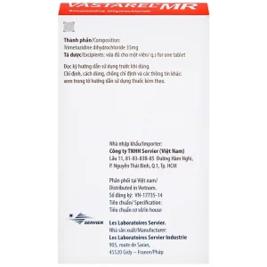 Thuốc Vastarel MR Servier điều trị đau thắt ngực (2 vỉ x 30 viên)