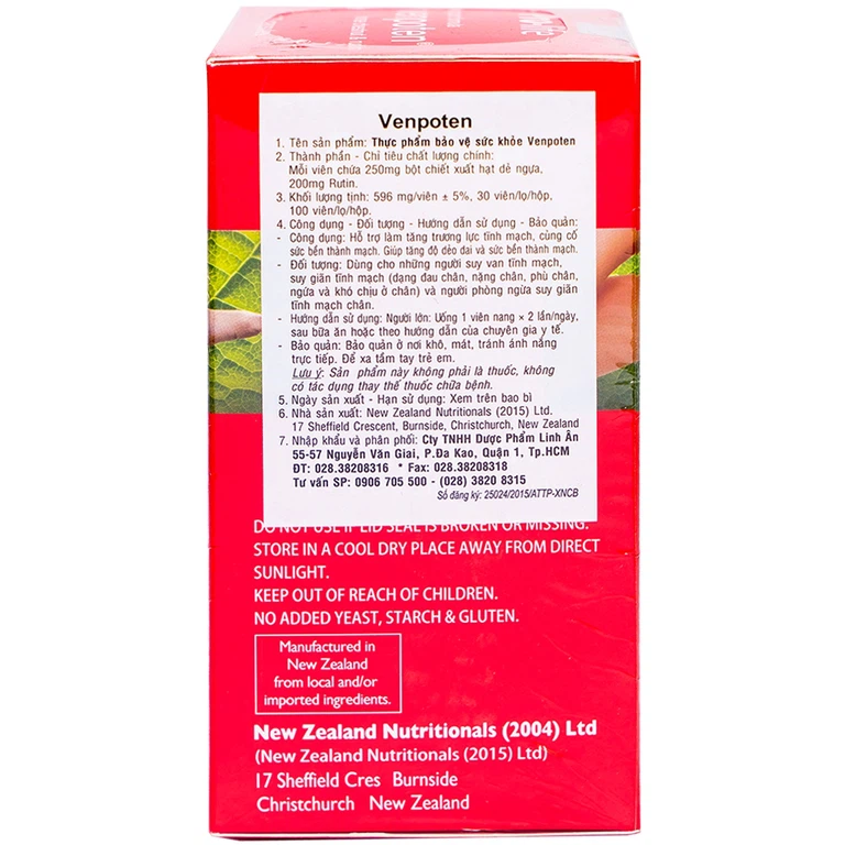 Viên uống Venpoten Pro-life hỗ trợ làm tăng trương lực tĩnh mạch (100 viên)