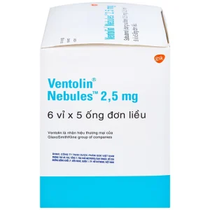 Dung dịch khí dung Ventolin Nebules 2.5mg GSK điều trị, ngăn ngừa co thắt phế quản (6 vỉ x 5 ống)