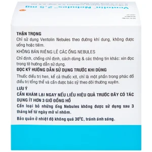 Dung dịch khí dung Ventolin Nebules 2.5mg GSK điều trị, ngăn ngừa co thắt phế quản (6 vỉ x 5 ống)