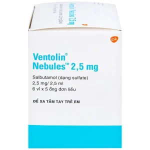 Dung dịch khí dung Ventolin Nebules 2.5mg GSK điều trị, ngăn ngừa co thắt phế quản (6 vỉ x 5 ống)