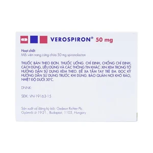 Thuốc Verospiron 50mg Gedeon điều trị tăng huyết áp (3 vỉ x 10 viên)