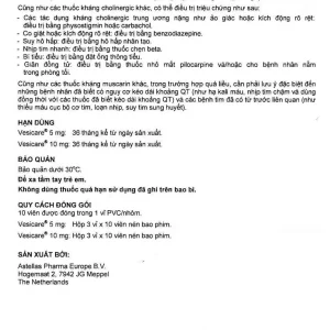 Thuốc Vesicare 5mg Astellas điều trị triệu chứng tiểu không tự chủ (3 vỉ x 10 viên)