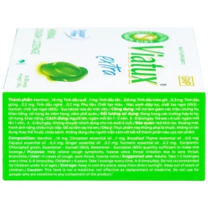 Viên ngậm ho thảo mộc không đường Viatux Extra hỗ trợ giảm ho, rát họng, khàn tiếng (5 vỉ x 4 viên)