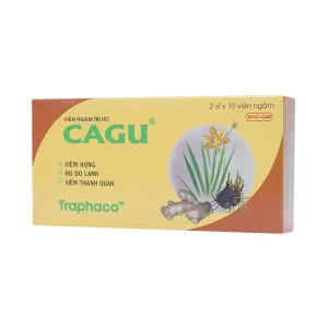 Viên ngậm Cagu Traphaco điều trị viêm họng, ho do lạnh, viêm thanh quản (2 vỉ x 10 viên)