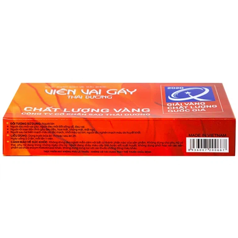 Viên Vai Gáy Thái Dương tăng lưu thông khí huyết, giảm triệu chứng đau mỏi vai gáy (2 vỉ x 6 viên)