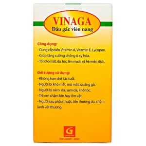 Viên uống Dầu Gấc Vinaga giúp cung cấp vitamin, chất chống oxy hóa (100 viên)