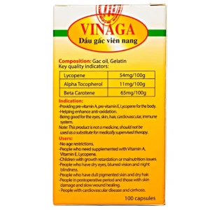 Viên uống Dầu Gấc Vinaga giúp cung cấp vitamin, chất chống oxy hóa (100 viên)