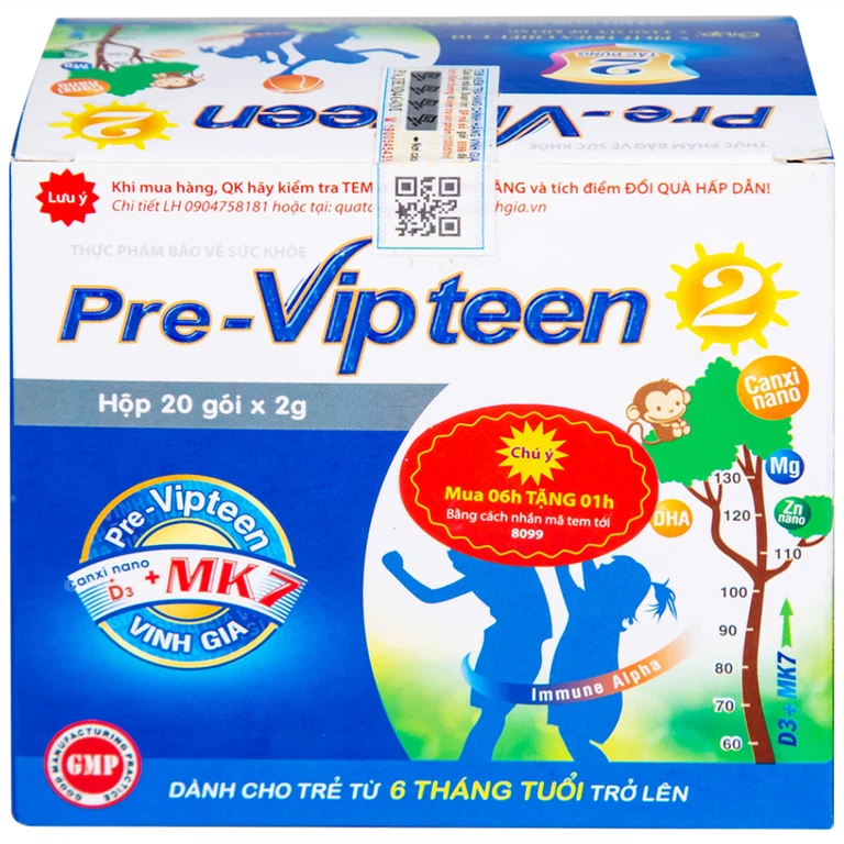 Cốm Pre-Vipteen 2 Vinh Gia giúp tăng chiều cao, tăng sức đề kháng (20 gói x 2g)